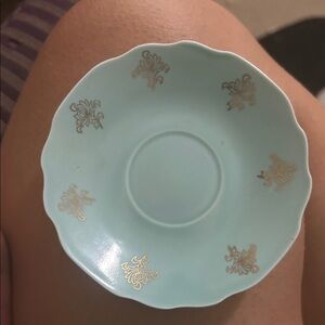 Elegant Blue Saucer with Gold Accents